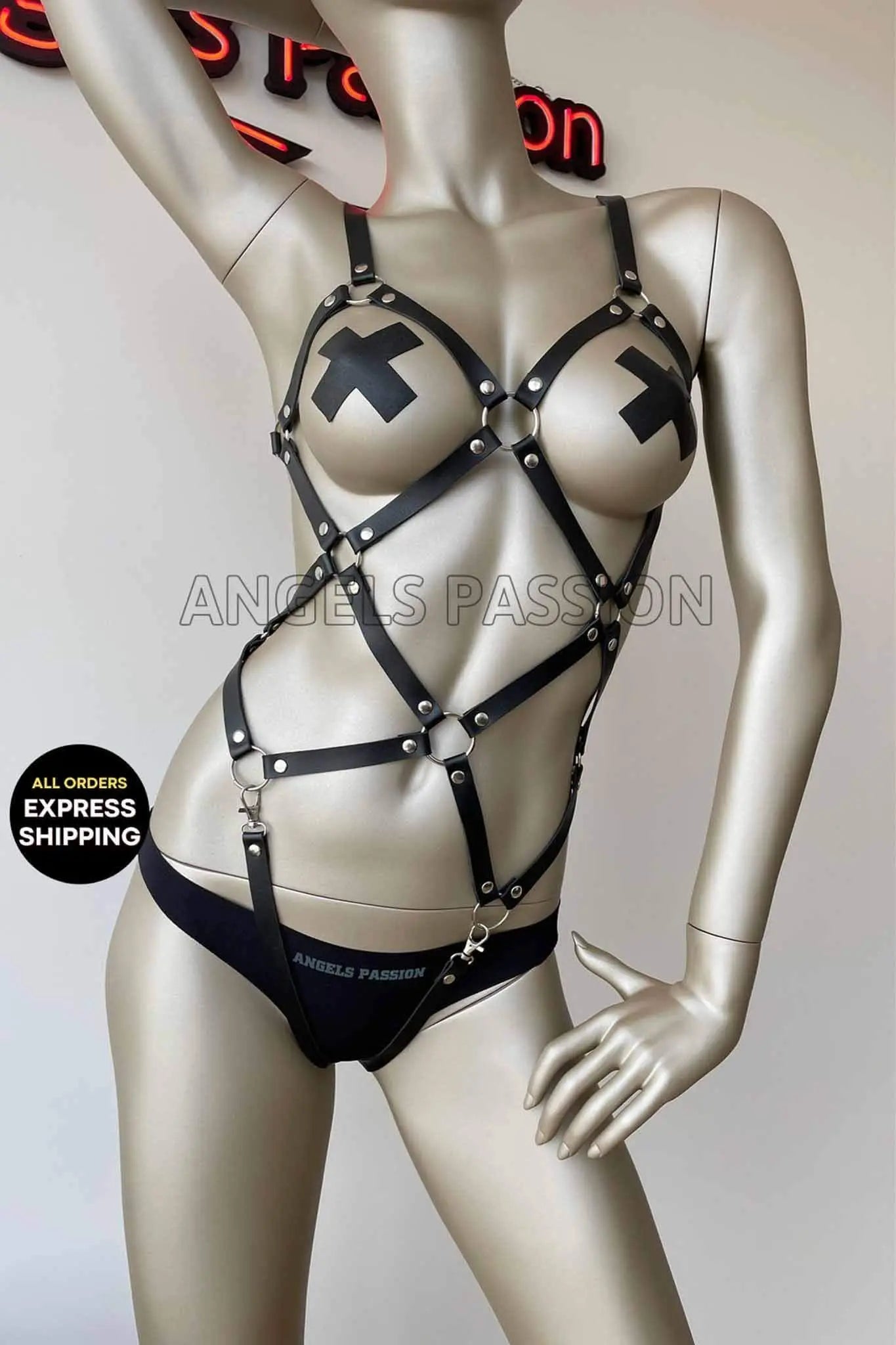 Women Leather Body Bondage - DomizilNoir