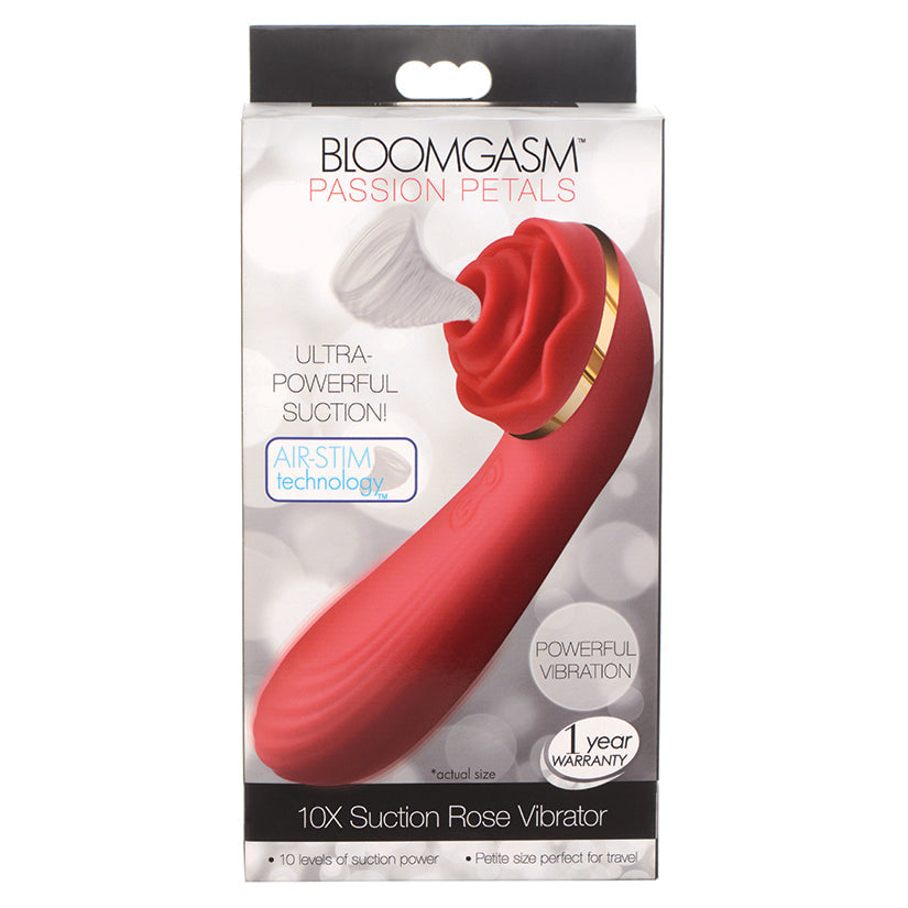 Bloomgasm Passion Petals 10X Silicone Suction Rose Vibrator-Red Brown Sooty