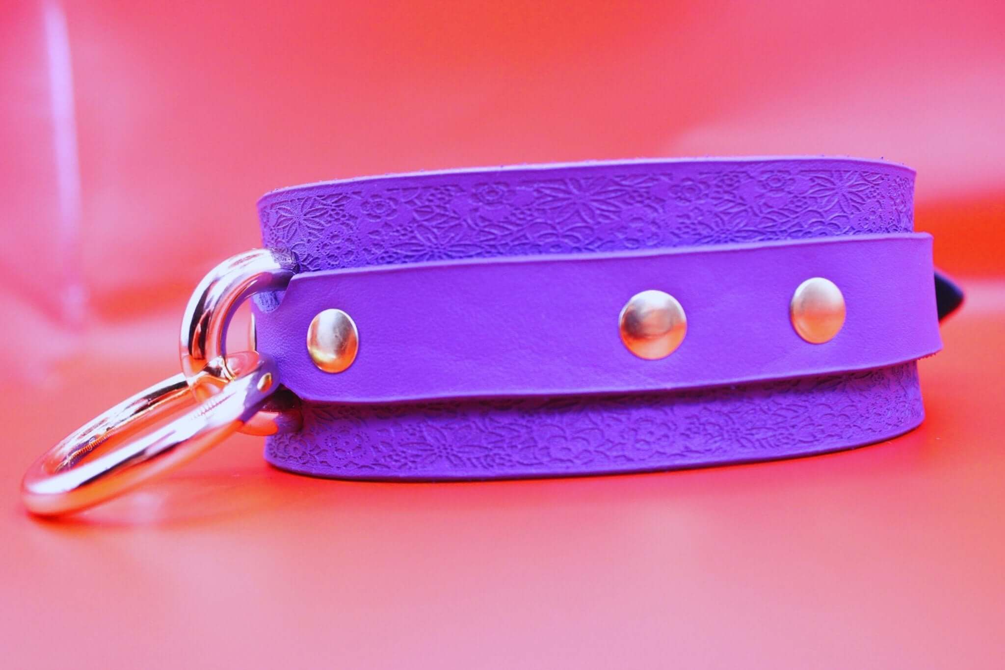 Purple Leather Bdsm Collar - Discreet BDSM Choker  Submissive Wear-2