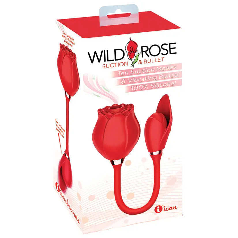 Wild Rose & Bullet Wild Rose Rechargeable Silicone Suction Vibrator - DomizilNoir