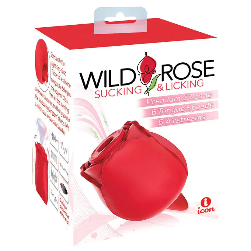 Wild Rose & Tongue Rechargeable Silicone Suction Vibrator - DomizilNoir